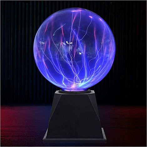 nuit 5" Bleu Lumière Boule Plasma, Lampe Plasma magique sensible au toucher et voix, Lumière d'ambiance Decoration Foudre, Lumière (1/5)