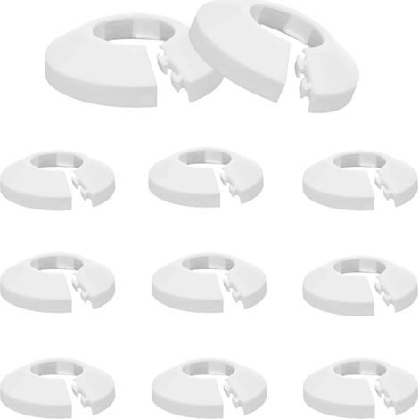 12 Radiator Rosettes, PP Plastic Pipe Covers, Snap-On Design, for Heating and Water (1/5)
