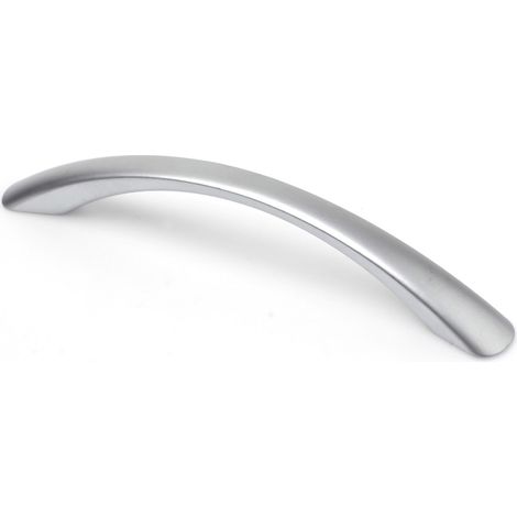 Asa de zamak con acabado cromo mate, dimensiones:166x18x30mm y entrepuntos:128mm -