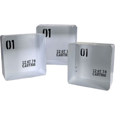 Set 3 cubi, mensole in Metallo "Bristol" da parete design moderno con fissaggio a scomparsa -Bianco (1/2)