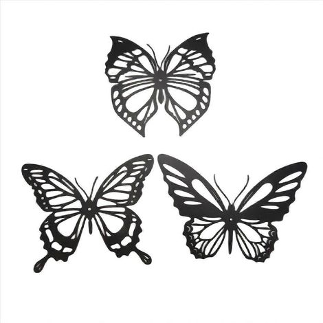 Lot de 3 décorations murales papillon en métal pour style ferme, bureau ou chambre. (1/5)
