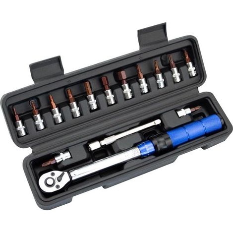 Clé dynamométrique 1/4" 2–24 Nm – Outil pour vélo – Kit de clé dynamométrique – 15 pièces (1/5)
