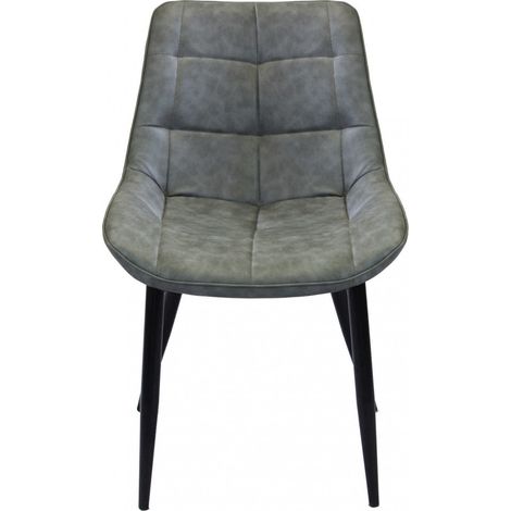 Sedia larga da interno sala da pranzo con struttura in metallo e seduta morbida rivestita in ecopelle No Arm - Grey (1/5)