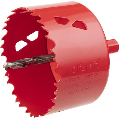 wolfcraft - Scie Cloche Multi Matériaux BiM - Diamètre 80 mm - Profondeur de coupe 40 mm. Foret Centreur - réf. 5485000