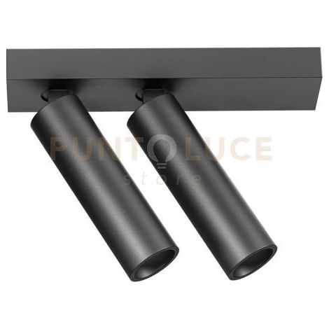 GFA1475C- FARETTO SPOT ORIENTABILE 2 LUCI ATTACCO LED 3000K 1024LM 2X7W COLORE NERO SATINATO D.3,5CM BASE 21,5X4,5CM