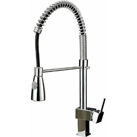 TrAdE Shop Traesio - Miscelatore Rubinetto Lavello Cucina Getto Lavabo Design Quadrato Doccetta 59592 - (1/3)