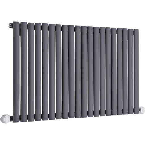 Hudson Reed Vitality Électrique – Radiateur Design Horizontal Colonnes Ovales – Anthracite – 63.5 x 118 cm (1/5)