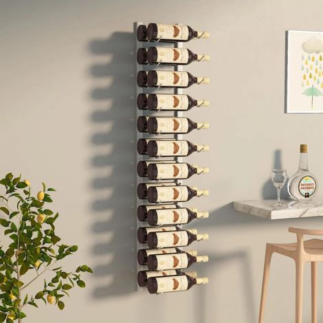 vidaXL Wandweinregal weiß für 24 Flaschen aus Eisen