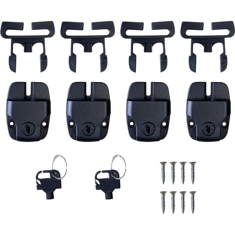 Clips de Verrouillage pour Spa - Lot de 4 - Plastique POM Renforcé - Sécurité Anti-Vent avec Clés - Pour Couvertures de Bain à Remous - Noir (1/5)
