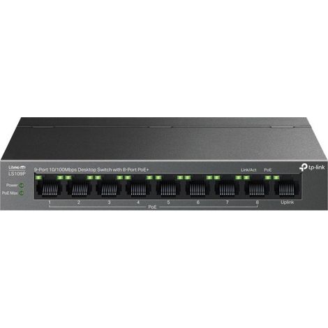 Tp-link Switch De Sobremesa De 9 Puertos 10/100 Mbps Con Poe+ De 8 Puertos Puertos: 8× 10/100 Mbps Poe+, 1× 10/100 Mbps Sin Poe