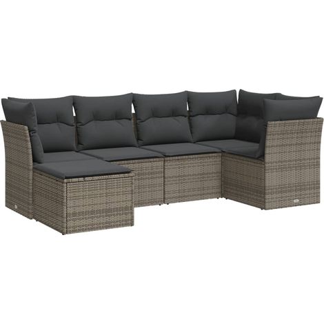 Maison Exclusive - 6-tlg. Garten-Sofagarnitur mit Kissen Grau Pol
