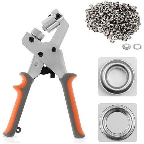 Pince à œillets pour bâche, pince à œillets avec 300 œillets de 10 mm, pince à œillets pour bâche, tissu, cuir, carton, affiches, bannières et plus encore. (1/4)