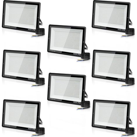 8PCS 400W Projecteur LED Extérieur, Spot LED Exterieur 40000LM Super Lumineux 6500K Blanc Froid Éclairage de Sécurité Extérieur IP66 Imperméable pour Garage Jardin Terrasse Parking