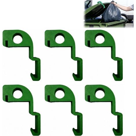 Lot de 6 clips de ventilation pour poubelle à roulettes - Clips de ventilation pour conteneurs à déchets - Support de couvercle anti-odeurs - Vert - Convient aux poubelles de cuisine et d'extérieur - (1/5)