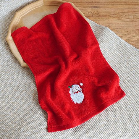 Serviette De Cuisine - Motif Noël Père Noël Renne Arbre De Noël - Coton Rouge - 45 X 32 Cm - 1 Pièce (1/5)