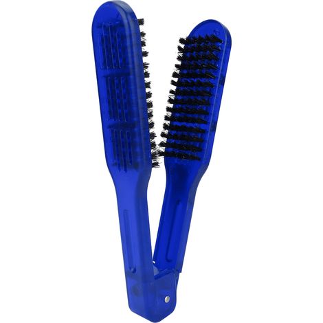 Peigne lisseur en contreplaqué, outil de coiffure (bleu) (1/5)