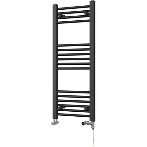 Zennor - Black Dual Fuel Towel Rail H1000mm x W400mm Standard - Straight (1/3)