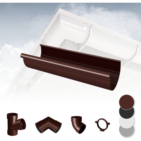 Regenrinnen Komponenten Dachflächen 100m² PVC in 4 Farben RainWay S: Braun, Dachrinne