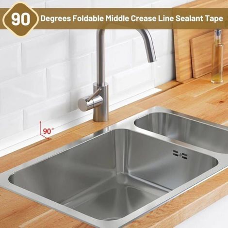 3 Pièces Ruban d'étanchéité, PVC auto-adhésif, pliable 90°, pour salle de bain et cuisine (1/4)
