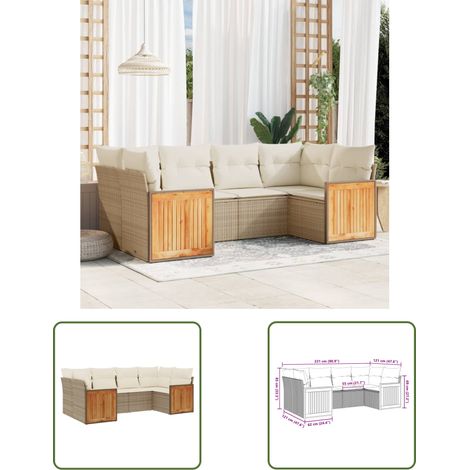 The Living Store 6-tlg. Garten-Sofagarnitur mit Kissen Beige Poly Rattan - Gartensofa - Outdoor Möbel - Lounge Set - Rattan Gartenmöbel - Gartenlounge (1/3)