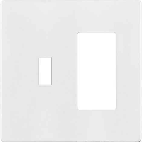 Plaque d'interrupteur à bascule/décorateur, plaque murale double interrupteur, taille standard 2 interrupteurs 11,9 x 12 cm, polycarbonate thermoplastique, finition brillante, SI881131-W, (1/5)