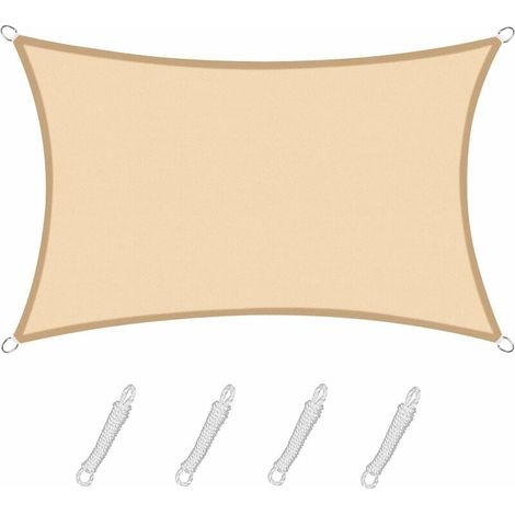 Rechteckiges quadratisches Sonnensegel 2x3 m Sandfarbe, wasserdichtes Segeltuch 95 % UV-Schutz, für Außenbereich, Garten & Terrasse, Swimmingpool (1/5)