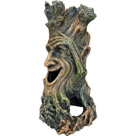 Décoration de bassin de poisson Statue d'arbre - Sculpture en bois d'arbre réaliste, les poissons peuvent nager à travers le trou du tronc (1/5)