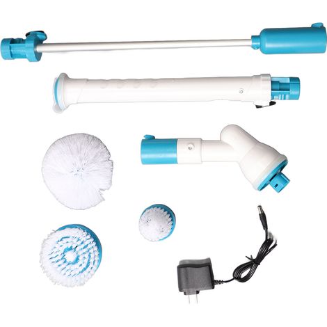 Brosse de nettoyage électrique sans fil rechargeable à long manche, auto-rotative et rétractable, prise américaine 100-240 V (1/5)