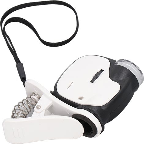 Mini microscope de poche grossissant 55x, loupe à lentille optique en acrylique avec éclairage LED (1/5)