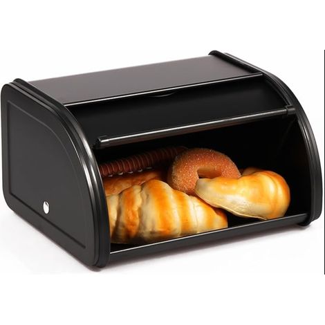 Boîte à pain en métal, boîte de rangement pour pain, portable, avec couvercle à roulettes (1/5)