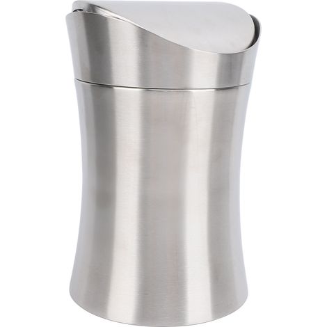 Poubelle de bureau à couvercle basculant en acier inoxydable 304 petite corbeille à déchets pour maison bureau toilettes (1/5)