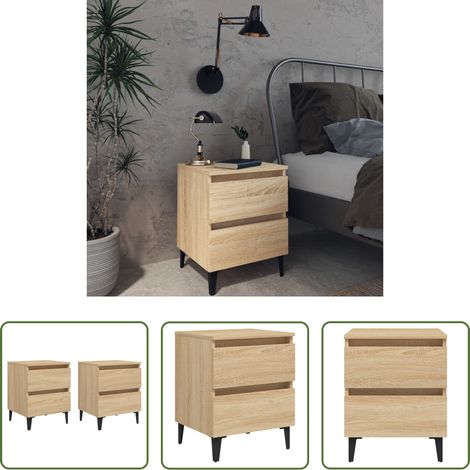 vidaXL Table de chevet industriel - Tables de chevet 2 pcs chêne sonoma 40x35x50 cm bois ingénierie (1/5)