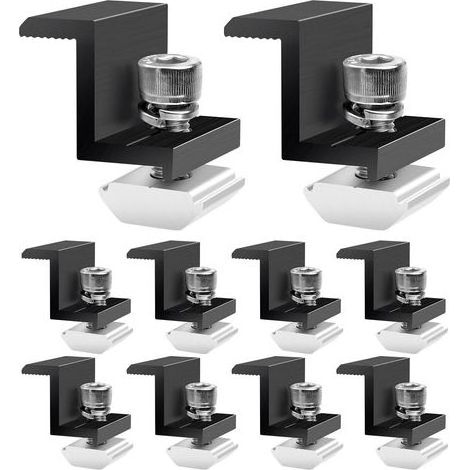 10 Pièces Fixation Panneau Solaire: Support Panneau Solaire en Aluminium 30 mm, Support Montage Panneau Solaire en Z pour Panneau Photovoltaïque Camping Car Toiture Mural, Avec Ecrous et Boulon
