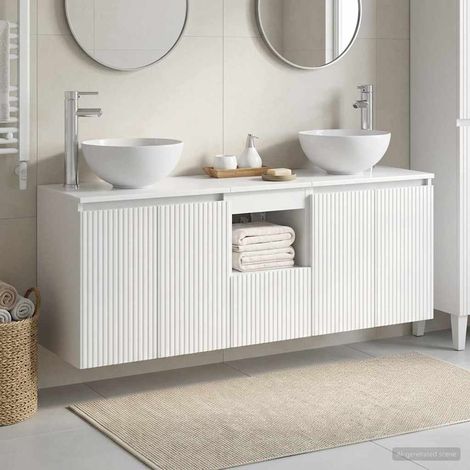 vidaXL Bathroom Cabinet Set 3 pcs High Gloss White 129 x 41 x 80 cm (1/5)