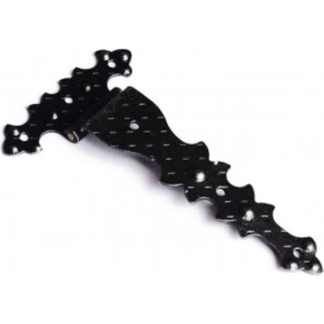 CONFEZIONE DA 1 PEZZO - CERNIERA RUSTICAZANCATA PIANA IN FERRO MARTELLATO 124X68MM - COLLO 12 - COLORE NERO