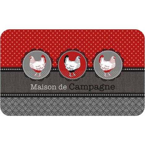 Tapis de Cuisine Imprimé "Auberge" 45x75cm Rouge (1/2)