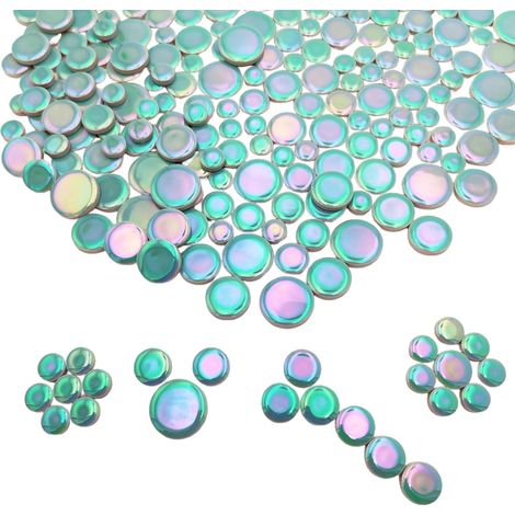 500 g de carreaux de mosaïque en céramique iridescente ronds, pièces rondes de mosaïque mélangées de 4 tailles pour pots de fleurs, vases, tasses, décoration de jardin et de maison, fournitures de (1/5)