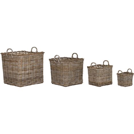 Cesta Set 4 Mimbre 50X50X58 Con Asa Gris Claro (1/5)