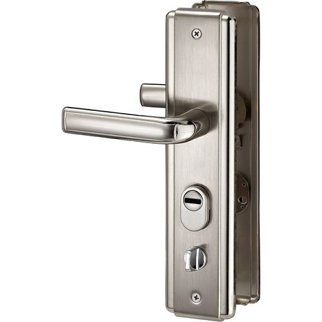 Set maniglia per ingresso, interasse 68 mm, defender integrato, alluminio satinato, destro – THIRARD