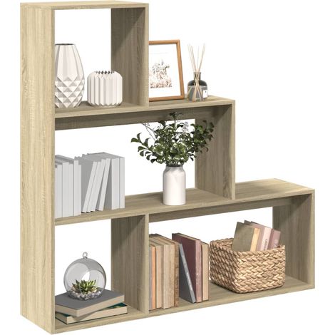 Raumteiler-Bücherregal 3 Stufen Sonoma-Eiche 123x29x123 cm