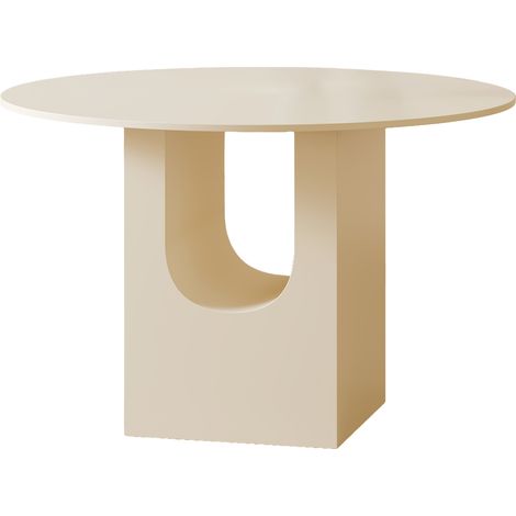 TAYZA Table à manger ronde en marbre d'ingénierie beige (1/3)
