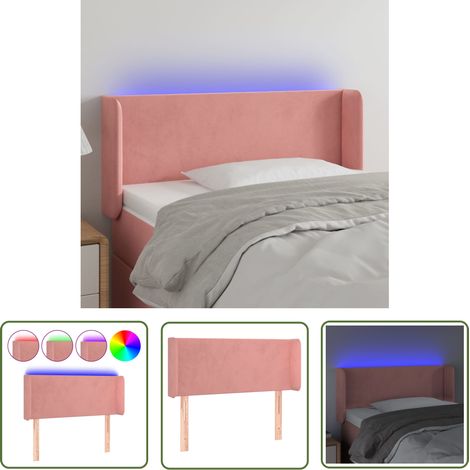 Tête de lit à LED Style Classique Armoire de lit - Rose 83x16x78/88 cm Velours BV267121 - BonneVie (1/5)