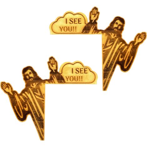 2-teiliges Jesus-Wanddekor aus Holz „Ich sehe dich“ für die Tür, Eckschild links und rechts, Türeckendekoration (1/5)