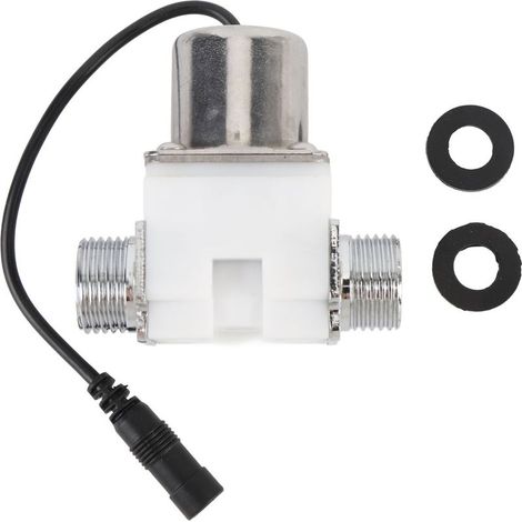 Robinet Solenoid Pulse Électrique G1/2, Robinet Électrique pour Contrôle Automatique, Plastique et Inox, 160g, Avec 2 Rondelles (1/4)
