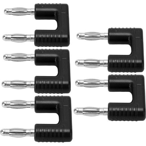 5 Pièces Connecteurs Banane Double Pointe 19mm en Cuivre Nickelé - J.20004 Noir (1/5)