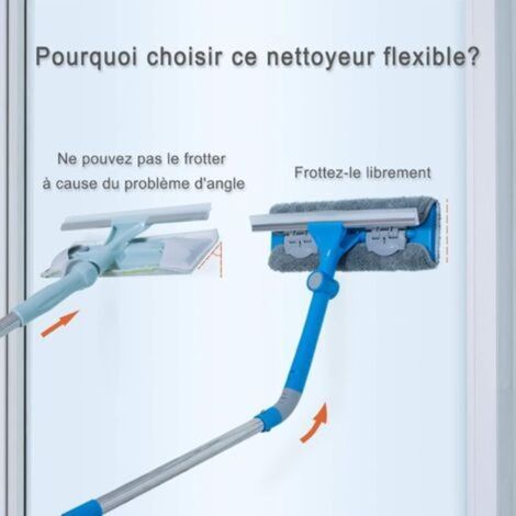 3-en-1 Nettoyeur de Raclette Vitre Kit(31CM) avec Manche Telescopique,Extensible Balai Lave vitre avec Raclette pour Fenêtres/Voiture (1/4)