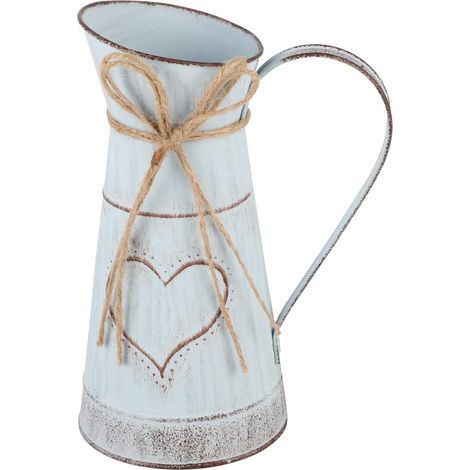 Dekorativer Vintage-Eimer mit Blumenmuster, Metallvase mit herzförmigem Griff – (1/5)