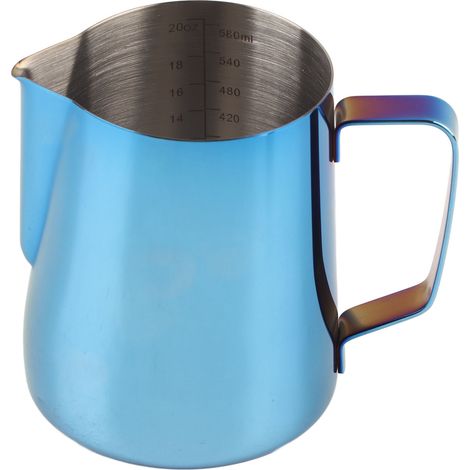 Pitcher à lait 600ML en acier inoxydable 304 pour mousseur à lait style japonais, tasse à café bleue pour barista maison