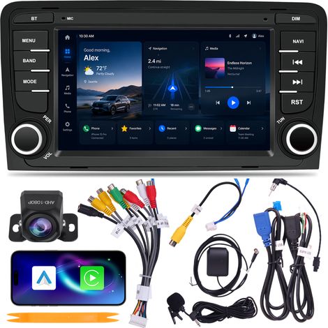 Autoradio 7" Audi A3 2003-2012 Android 15 Quad-Core 4+64 Go CarPlay Android Auto WiFi 6 Bluetooth GPS Caméra AHD (1/5)