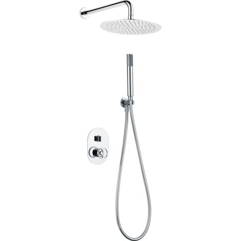 Colonna doccia incassata con monocomando  Modello OLIMPO  Testa doccia di dimensioni standard  Colore grigio finitura cromata [IMEX®] (1/3)